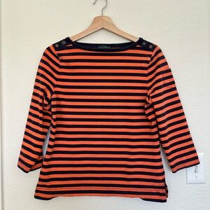 Lauren Ralph Lauren women’s navy and orange striped long sleeve